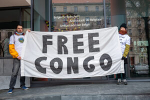 Free Congo Transparent vor der belgischen Botschaft